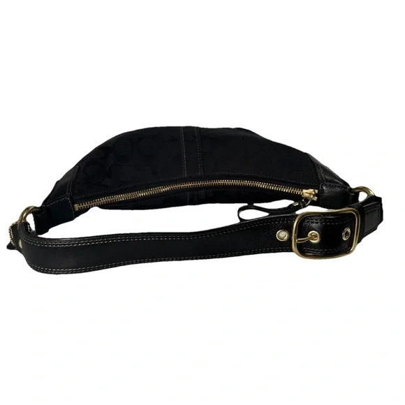 Y2K Coach Hampton Signature Jacquard Shoulder Hobo Bag Black Small Purse # 11371 - Picture 12 of 16